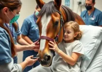 encontro entre menina internada e égua terapeuta